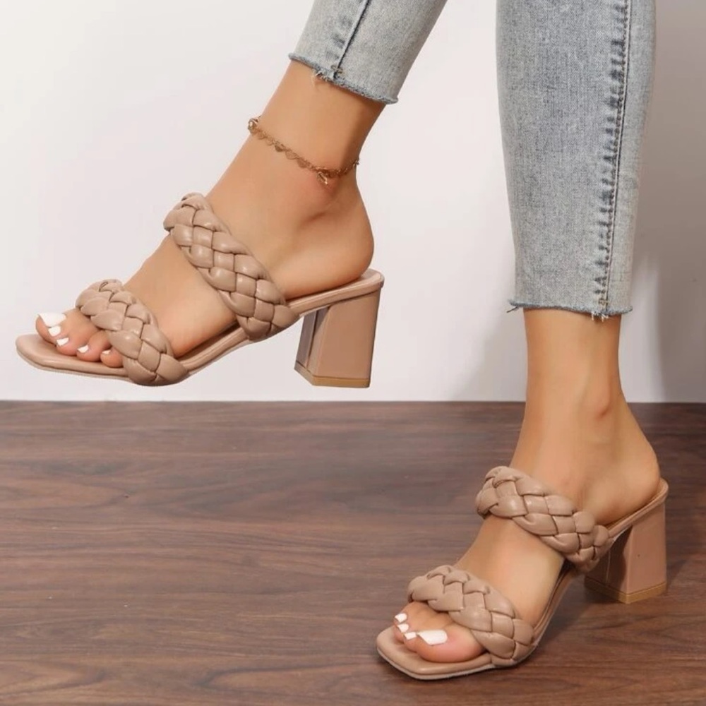 Apricot Braided Slip-On Sandal/Heels